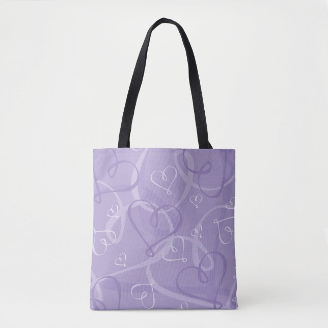 Purple heart pattern tote bag (Front)