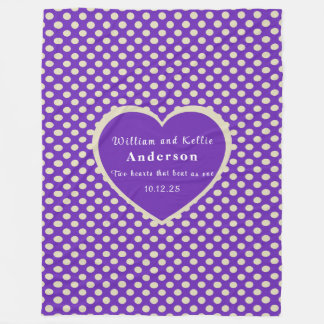 Purple Heart, Polka-Dot Fleece Blanket, Large Blanket