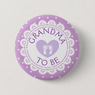 Purple  Heart  Polka Dot Grandma to Be Button