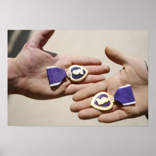 Purple Heart recipients display their medals Poster