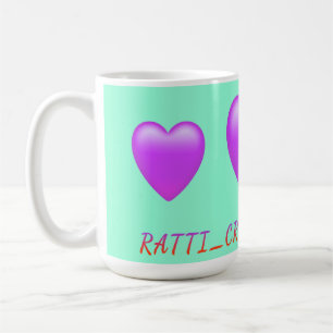 Purple Heart shape "Ratti_Creative_Arts" design  Coffee Mug