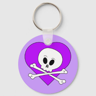 Purple Heart Skull Keychain
