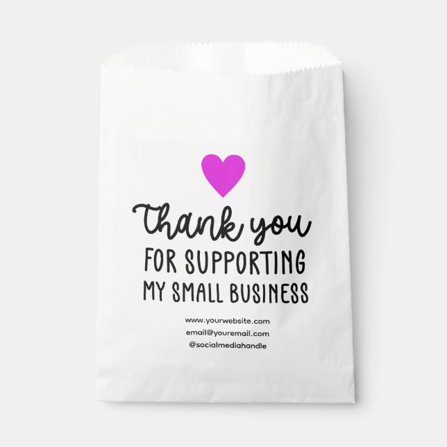 Purple Heart Thank You Supporting Small Business Favour Bag (Front)