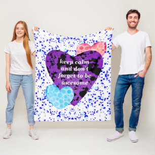 Purple heart vibrant red love fleece blanket