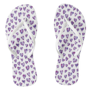 Purple Heart watercolor Flip Flops