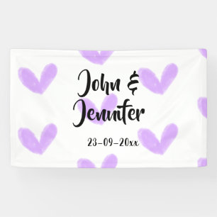 Purple heart watercolor valentine's couple name da banner