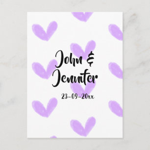 Purple heart watercolor valentine's couple name da postcard