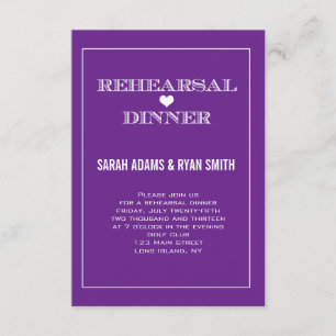 Purple Heart Wedding Rehearsal Dinner Invitations