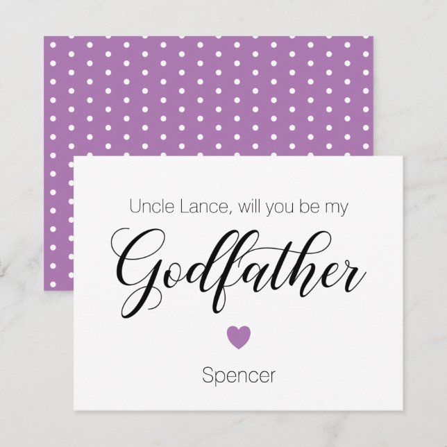 Purple Heart Will You Be My Godfather Proposal Invitation (Front/Back)