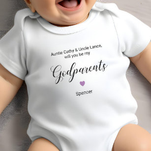 Purple Heart Will You Be My Godparents Proposal Baby Bodysuit