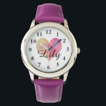 Purple Heart with Girl's Name Kid's Watch<br><div class="desc">Cute Purple Heart with Girl's Name Kid's Watch. You can create your own personalized photo watches by adding a photo from your computer, or add your own name or initial as a monogram. Perfect gift for those looking for something sharp and unique.</div>