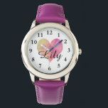 Purple Heart with Girl's Name Kid's Watch<br><div class="desc">Cute Purple Heart with Girl's Name Kid's Watch. You can create your own personalized photo watches by adding a photo from your computer, or add your own name or initial as a monogram. Perfect gift for those looking for something sharp and unique.</div>