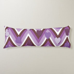 Purple Hearts And Cheverons Body Pillow