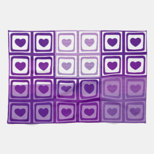 Purple Hearts Art Deco Kitchen Towel
