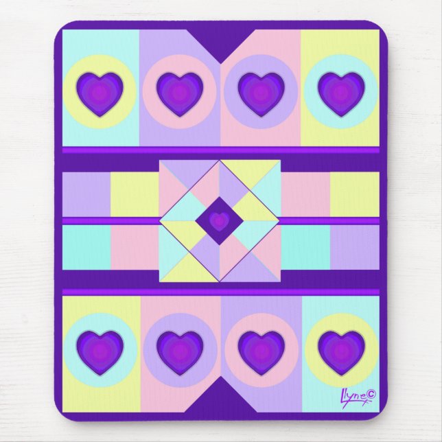 Purple hearts beating neon mouse pad (Front)