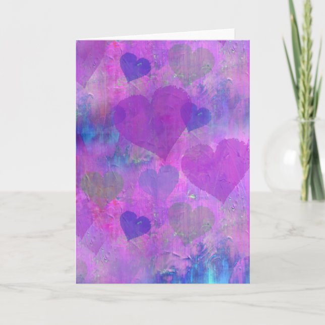 PURPLE HEARTS DESIGN Greeting card cute abstract (Front)