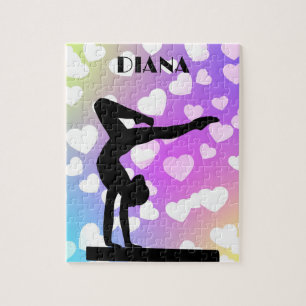 Purple Hearts GYMNASTICS PUZZLE Personalized