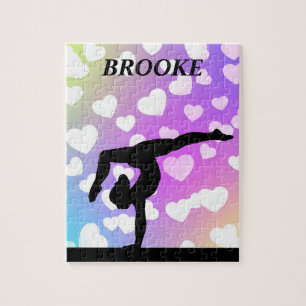 Purple Hearts GYMNASTICS PUZZLE Personalized