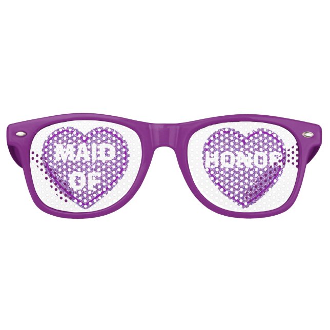 Purple Hearts Maid of Honour Party Eye Glasses (Front)