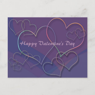 Purple Hearts Motif Valentine Carte postale