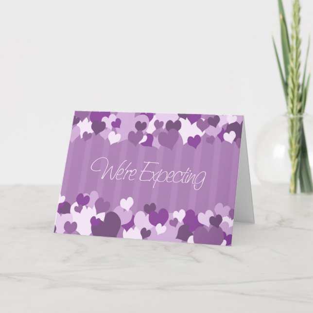 Purple Hearts Nous attendons la carte Faire-part (Devant)