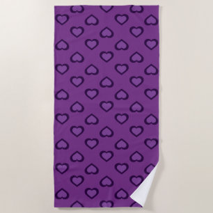 Purple Hearts Pattern Beach Towel