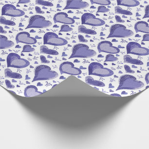 Purple Hearts Pattern Drawing Wrapping Paper