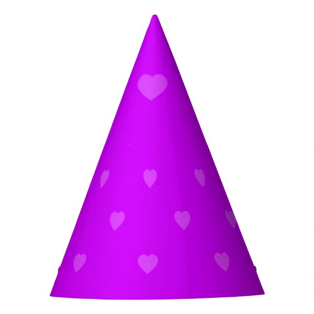 Purple hearts pattern party hat (Front)