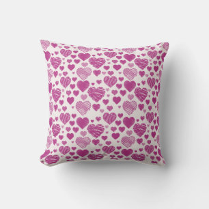 purple Hearts Pattern Valentine's Day Throw Pillow
