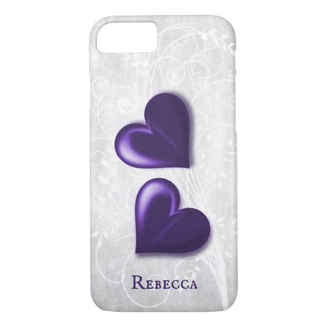 Purple Hearts Personalized Case-Mate iPhone Case (Back)