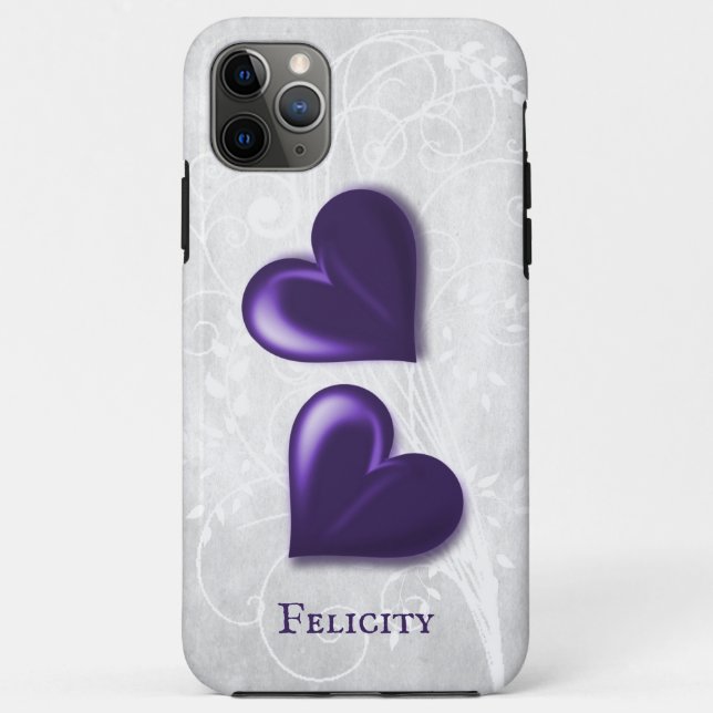 Purple Hearts Personalized Case-Mate iPhone Case (Back)