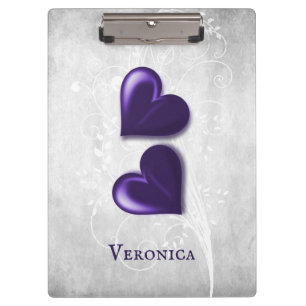 Purple Hearts Personalized Clipboard