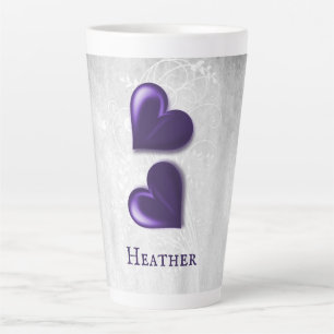 Purple Hearts Personalized Latte Mug