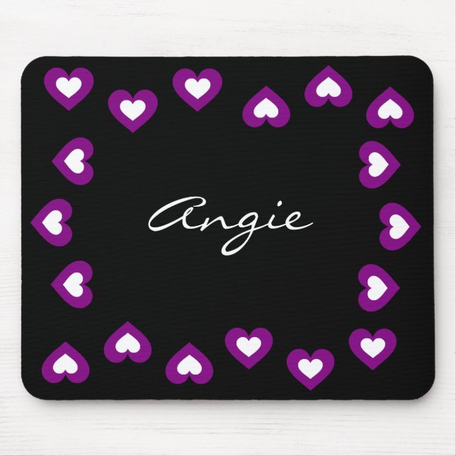Purple Hearts Personalized Valentine Mousepad (Front)