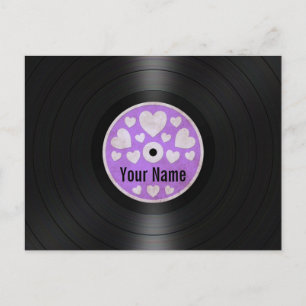 Purple Hearts Personalized Vinyl Record Album Postcard