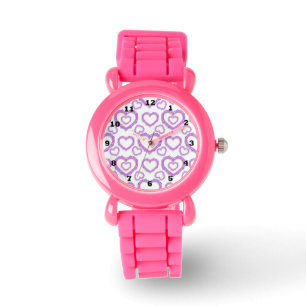Purple Hearts Pink Glitter Watch