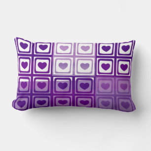 Purple Hearts Retro Art Deco Pillow