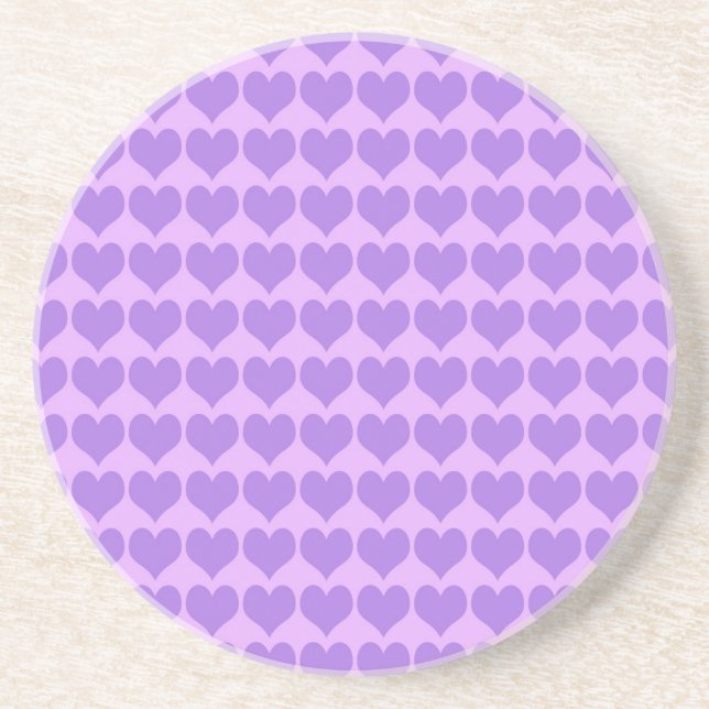 Purple Hearts Seamless Pattern Coaster (Front)
