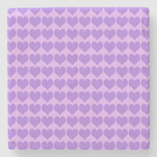 Purple Hearts Seamless Pattern Stone Coaster