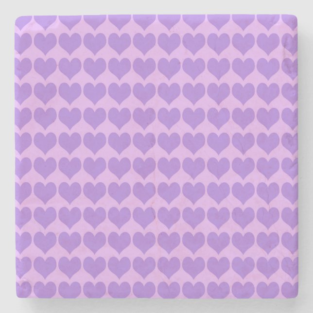 Purple Hearts Seamless Pattern Stone Coaster (Front)