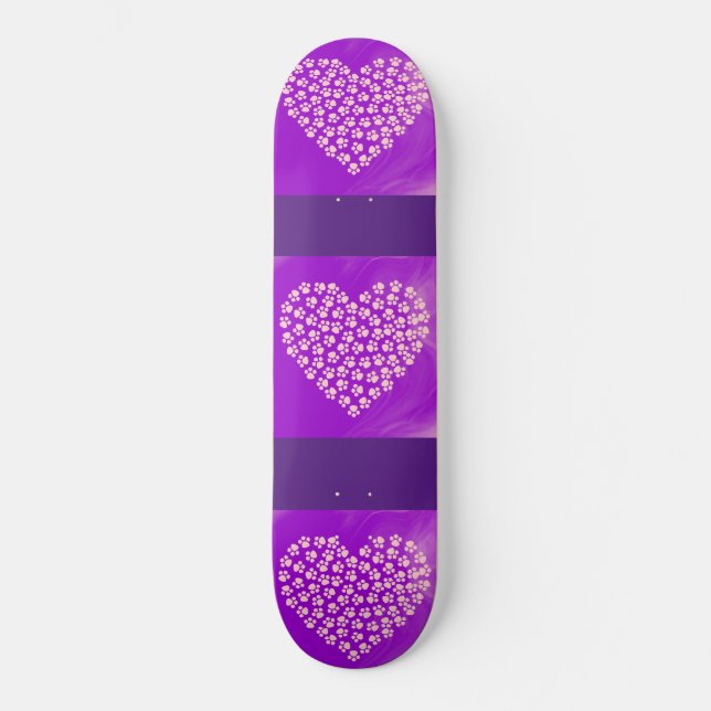 Purple hearts skateboard. skateboard (Front)