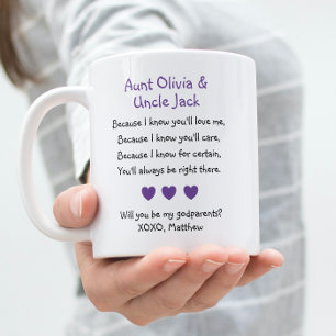 Purple Hearts Will You Be My Godparents Poem Photo Coffee Mug