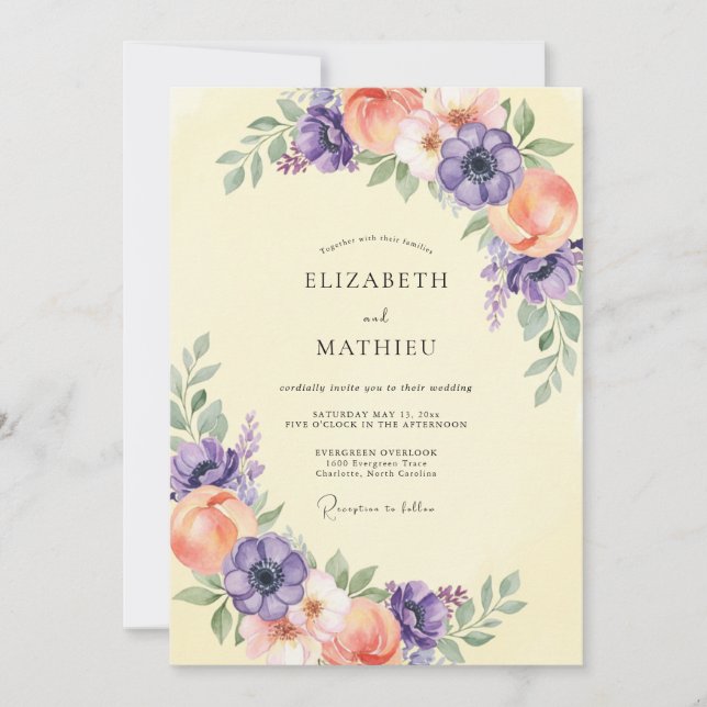 Purple Heavenly Spring Wedding Invitation (Front)