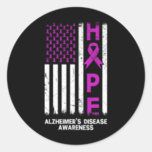 Purple Heimerheimer Disease Awareness American Fla Classic Round Sticker