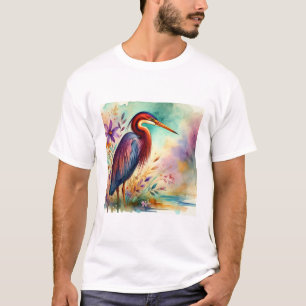 Purple Heron 221024AREF113 - Watercolor T-Shirt