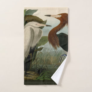 Purple Heron Audubon Bird Wildlife Painting Bath Towel Set