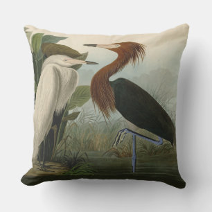 Purple Heron Audubon Bird Wildlife Painting Outdoor Pillow