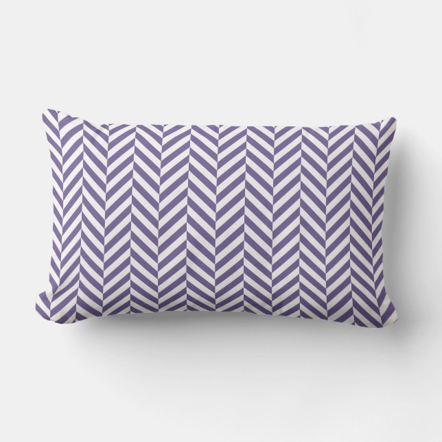 Purple Herringbone Chevron Pattern Lumbar Pillow (Front)