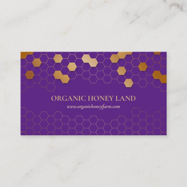 purple hexagon honeycomb business card (Front)