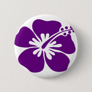 purple hibiscus aloha flower 2 inch round button